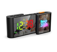 Euakee Sveglia Digitale, Sveglia Comodino con Simpatico Cane, Orologio Digitale LED Forma di S, Cartone Animato 11 Colori, Dimmerabile, Volume, Ssnooze, Luce Notturna, Camera da Letto (Nero)