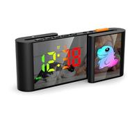 Euakee Sveglia Digitale, Sveglia Comodino con Simpatico Dinosauro, Orologio Digitale LED Forma di S, Cartone Animato 11 Colori, Dimmerabile, Volume, Ssnooze, Luce Notturna, Camera da Letto (Nero)
