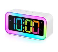 Euakee Sveglia Forte Per Camere da Letto con Luce Notturna RGB, Dormienti Pesanti Adulti, Doppio Allarme, Dimmer, Caricabatterie Usb, Piccolo Orologio Digitale Comodino con Display a LED (Bianco)