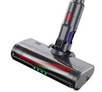 EUARY Spazzola compatibile con Dyson V7 V8 V10 V11 V15 (con 4 luci LED), testina di ricambio per moquette, parquet, piastrelle, spazzola Motorizzata Ricambiata (Grigio argento, Argento)