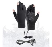 EUBEISAQI Guanti riscaldati da donna, guanti elettrici da equitazione, ricaricabili tramite USB, due dita, touchscreen, guanti per il freddo, per donne e uomini, invernali, lavoro, sci, sport