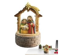 EUBEISAQI Presepe di Natale, decorazioni natalizie in resina con luce a LED, piccole statuette della sacra famiglia, per scrivania, mensola, camera da letto, soggiorno, ufficio, dormitorio