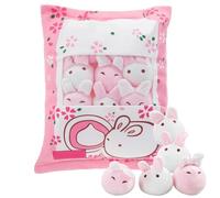 EUBSWA Cuscino da Abbracciare a Forma di Busta di Snack, Cuscino con All’interno Mini Coniglietti di Peluche, Morbido e Soffice, Innovativo e Decorativo
