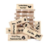 EUBSWA Lust Tower Blocks Giochi di coppia 48 blocchi di legno, Love Torre impilabile San Valentino Torre di blocco con verità o dovere domande e sfide per appuntamenti di coppie