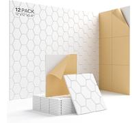 EUBSWA Pannelli Acustici Autoadesivi 12 Pezzi, 30x30x0.9 cm, Alta Densità - Design Moderno, Facile Installazione per Cinema Domestico, Studio, Stanza da Gioco, Ufficio (Bianco)