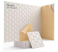 EUBSWA Pannelli Acustici Autoadesivi 12 Pezzi, 30x30x0.9 cm, Alta Densità - Design Moderno, Facile Installazione per Cinema Domestico, Studio, Stanza da Gioco, Ufficio (Marrone Chiaro)