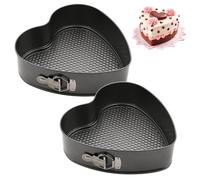 EUBSWA Stampo a cerniera a forma di cuore 17,5x14x5 cm - 2 pezzi Piccola teglia per torte con rivestimento antiaderente per teglia, teglie, tortiera, teglie per torte, quicheform, tarteform, stampi a
