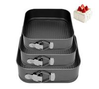 EUBSWA Teglia apribile quadrata 18/20/22 cm - 3 pezzi con rivestimento antiaderente per teglia da forno, stampi da forno, stampi per torte