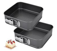 EUBSWA Tortiera 12 cm Apribile, 2 Pezzi Quadrato Teglia Forno con rivestimento antiaderente per teglia, teglia da forno, stampo per torte