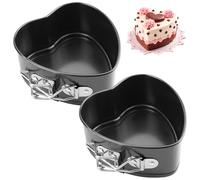 EUBSWA Tortiera 15 cm Apribile, 2 Pezzi Cuore Teglia Forno con rivestimento antiaderente per teglia, teglia da forno, stampo per torte