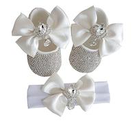 EUBUY Mary Jane - Ballerine per neonate con fiocco e fiori, con fascia per capelli, scarpe per neonati, neonati e bambini, accessori fotografici per neonati