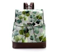 Eucalipto con foglie e piante PU pelle zaino borsa per le donne, moda donna borsa a tracolla da viaggio, Multicolore 05, 27x12.3x32cm