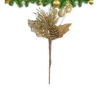 Eucalyptus Stems - Gold Glitter Branches | Artificial Christmas Pine Branches | Festival Holiday Decoration Eucalyptuses Branches for Wedding Bouquet Home Decor