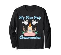 Eucaristia cattolica dei Bambini cristiani della mia Prima Comunione Maglia a Manica