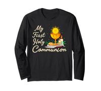 Eucaristia cattolica dei Bambini cristiani della mia Prima Comunione Maglia a Manica
