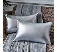 EUCIOR Confezione da 2 federe per cuscino rettangolari moderne metallizzate lucide, cuscino decorativo rettangolare, argento per divano/letto/feste, champagne, 30,5 x 50,8 cm (argento)