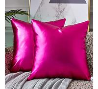EUCIOR Set di 2 federe per cuscini rosa acceso, 45 x 45 cm, federe per cuscini, cuscini decorativi, per divano, colore rosa acceso