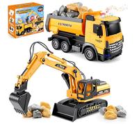EUCOCO Giochi Bambini 3 4 5 6 7 8 Anni, Ruspa Escavatore Camion Giocattolo Per Bambini Regalo Bambino 3-8 Anni Macchinine Per Bambini Giocattolo Bambino 3-8 Anni Regali Compleanno Bambini Bambino