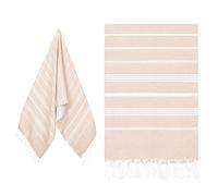 Eucomir Fouta Telo Mare Grande 90*180CM,Asciugamano da Spiaggia Antisabbia Leggero frange,Assorbente Colore Caramello