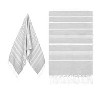 Eucomir Fouta Telo Mare Grande 90 * 180CM,Asciugamano da Spiaggia,Teli Mare Spiaggia Antisabbia Leggero frange,Assorbente e Asciugatura Rapida,Telo da Bagno Lo Piscina/Viaggi/Campeggio,Grigio Chiaro