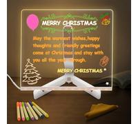 Eucomir Lavagnetta in Acrilico con Luci a LED,Lavagna Led 20 x 20 cm, Lavagna a LED con Colori con Penna a 7 Colori/Supporto, per Appunti da Scrivania, Blocco note Luminoso,Casa, Scuola, Ufficio