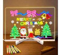 Eucomir Lavagnetta in Acrilico con Luci a LED,Lavagna Led 30 x 20 cm, Lavagna a LED con Colori con Penna a 7 Colori/Supporto, per Appunti da Scrivania, Blocco note Luminoso,Casa, Scuola, Ufficio
