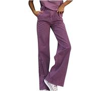 EUCoo Jeans Larghi per le Donne Casual Gamba Larga Pantaloni Denim Vintage Y2K Moda A Vita Alta Svasato Denim Jeans, Viola, S