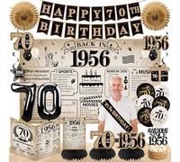 Eucutur Kit di decorazioni per il 70° compleanno di giornale per uomini e donne, vintage 1956 Bday Card Banner palloncini a nido d'ape centrotavola turbinii forniture per feste, Cheers to 70 Year Old