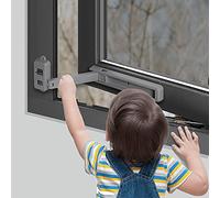 EUDEMON Serratura per finestre di sicurezza per bambini, limitatore di finestre, facile da installare, utilizzando adesivo 3M VHB, non sono necessarie viti o fori (Grigio)