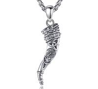 EUDORA Collana Corno Vichingo per Donna Uomo, Ciondolo Amuleto Protezione Corno Italiano in Argento Sterling 925, Ciondolo Cornicello Fortunato Vintage Regalo Gioielli per Mamma Moglie Marito, 22"