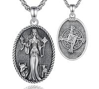 EUDORA Collana da donna in argento Sterling S925, con ciondolo a forma di dea celtica brigida vintage, con croce di Santa Brigida di Kildare ossidato, idea regalo per donne, 50,8 cm + 5,1 cm