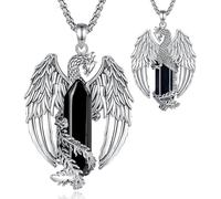 EUDORA Collana Harmony Ball con Fenice di Ossidiana per Donne e Uomini, Rame placcato Argento Pendente Vintage Vichingo Celtico Fenice Fiammeggiante con Amuleto di Ossidiana Regali di Gioielli, 20"+2"