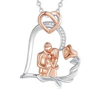 EUDORA Collana Harmony Ball in Argento Sterling 925 per Mamma, Papà e Bambino Placcato in Oro 18 Carati, Regalo per La Festa Della Mamma per Mamma Suocera moglie, 22"