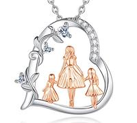 EUDORA Collana in argento Sterling per madre e figlia, con ciondolo per mamma e figlia, regalo per la festa della mamma, per mamma, figlia, zia, nonna, 0.98 x 0.94 inches (pendant) with an 18-inch