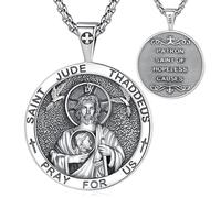 EUDORA Harmony Ball 925 Argento Sterling San Judas Tadeo Collana Medaglia per Donne Uomini, Vintage Saint Jude Thaddeus Collane Amuleto Ciondolo Gioielli Cristiani Cattolici Regali Religiosi, 22+2"