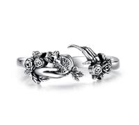 EUDORA Harmony Ball Anello Aperto Regolabile della Dea Greca Persefone Argento Sterling S925 per Donna, Modello Vintage della Dea della Primavera Vegetazione e Mondo Sotterraneo Gioiello Regalo