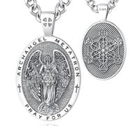 EUDORA Harmony Ball Arcangeli Metatron Collana per Donna Uomo, Ciondolo Metatron in Argento Sterling 925 Cubo Metraton Medaglia Protezione Amuleto Regalo Gioielli per Padre Figlio, Catena da 22"
