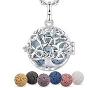 EUDORA Harmony Ball Collana Aromaterapia Diffusore di oli essenziali per le donne Collana albero della vita Ciondolo Gioielli per ragazze Regalo con 7 pezzi di pietra lavica