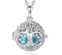 EUDORA Harmony Ball Collana Bola in Gravidanza per Donne Mamma, Ciondolo Carillon Musicale dell'Albero della Vita, Palla Bola per Gioielli Regalo Chiamata agli Angeli, 45"+30" (Blu)
