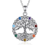 EUDORA Harmony Ball Collana Chakra dell'Albero della Vita per Donna Uomo Argento Sterling S925, Nodo Celtico Vintage Ciondolo Albero della Vita Amuleto Chakra Gioielli Regali, 20"+2