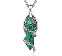 EUDORA Harmony Ball Collana con Ciondolo Drago Malachite per Donna Uomo, Prisma Esagonale Malachite Cristallo Pietra Curativa Energia Amuleto Drago Gioielli Regalo, 20"+2"