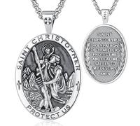 EUDORA Harmony Ball Collana con Ciondolo in Argento Sterling 925 con Santi e Arcangeli per Donne e Uomini, Medaglia Dell'Arcangelo Michele Regalo di Gioielli della Vergine Maria San Cristoforo, 24"
