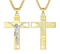 EUDORA Harmony Ball Collana con Croce di Gesù in Argento Sterling 925 per Donna, Ciondolo Crocifisso in Oro 18K, Collana di Preghiera Biblica Amuleto Protezione Regalo di Gioielli, 22"+2"