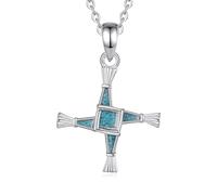 EUDORA Harmony Ball Collana con Croce di Santa Brigida in Argento Sterling S925 per Donna con Turchese Frantumato, Ciondolo con Croce di Santa Brigida Amuleto Gioielli Regali Originali per Madre, 18"