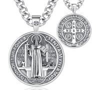 EUDORA Harmony Ball Collana con croce in Argento Sterling 925 per Donna Uomo, Croce di Caravaca/Ankh/San Benedetto/San Cristoforo/crocifisso Collane Gioielli Religiosi Regalo per Mamma Papà. 22"/24"