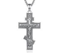 EUDORA Harmony Ball Collana con croce in Argento Sterling 925 per Donna Uomo, Croce di Caravaca/Ankh/San Benedetto/San Cristoforo/crocifisso Collane Gioielli Religiosi Regalo per Mamma Papà. 22"/24"