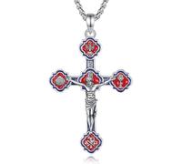 EUDORA Harmony Ball Collana con Croce in Argento Sterling S925 per Donna e Uomo, Ciondolo con Crocifisso di Gesù Vintage per Protezione Croce Cristiana Ortodossa Gioielli Religiosi Regali, 22"+2"