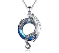 EUDORA Harmony Ball Collana con Drago in Argento Sterling per Donne, Cerchio Vintage Ciondolo in Cristallo Austriaco Gioielli Regali per Ragazze Donne Ragazzi Regalo di Compleanno, Catena da 18"