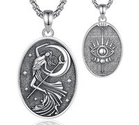 EUDORA Harmony Ball Collana con Medaglia Della dea Nyx per Donna in Argento Sterling 925, Ciondolo Della Mitologia Greca Antica dea della notte Nyx Amuleto Regalo di Gioielli Energetici, 20"+2"