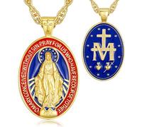 EUDORA Harmony Ball Collana con Medaglia Miracolosa della Vergine Maria per Donne Uomini in Argento Sterling 925 Placcato oro 18 Carati, Medaglia Della Beata Maria Ciondolo Regalo di Gioielli, 22"+2"